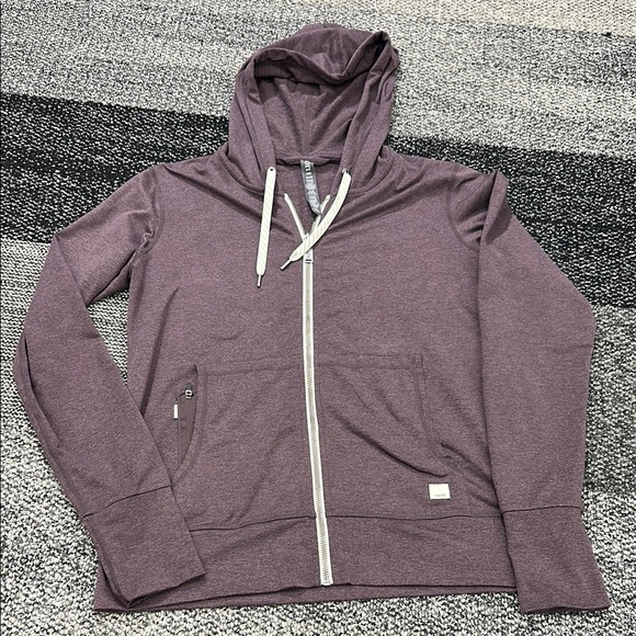 Vuori Tops - Vuori Halo Zip Up Hoodie-Size-Small-Smoked Plum